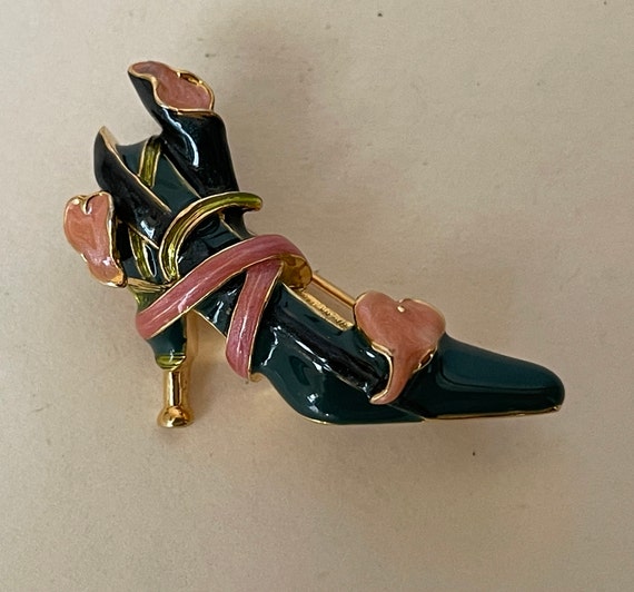 KJL Kenneth Jay Lane enamel shoe brooch - image 1