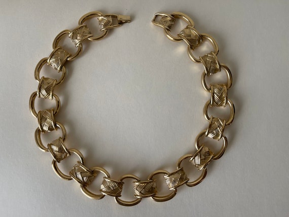 Trifari gold plated modernist, wide, chunky link … - image 2