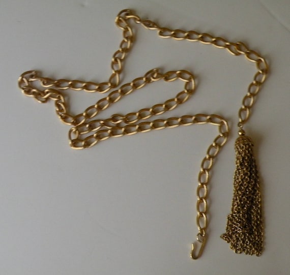 Napier Gold Plated Textured Chain Link Belt Tassel Belt. Etsy UK