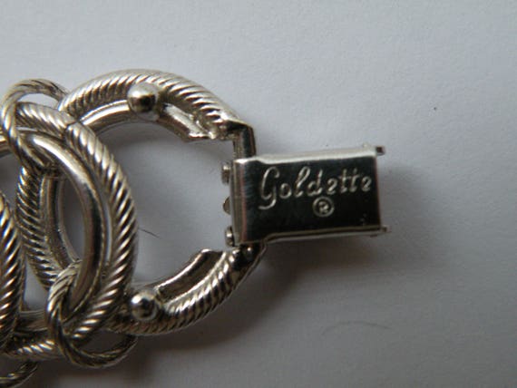 Goldette silver plated bracelet  linked circles - image 7