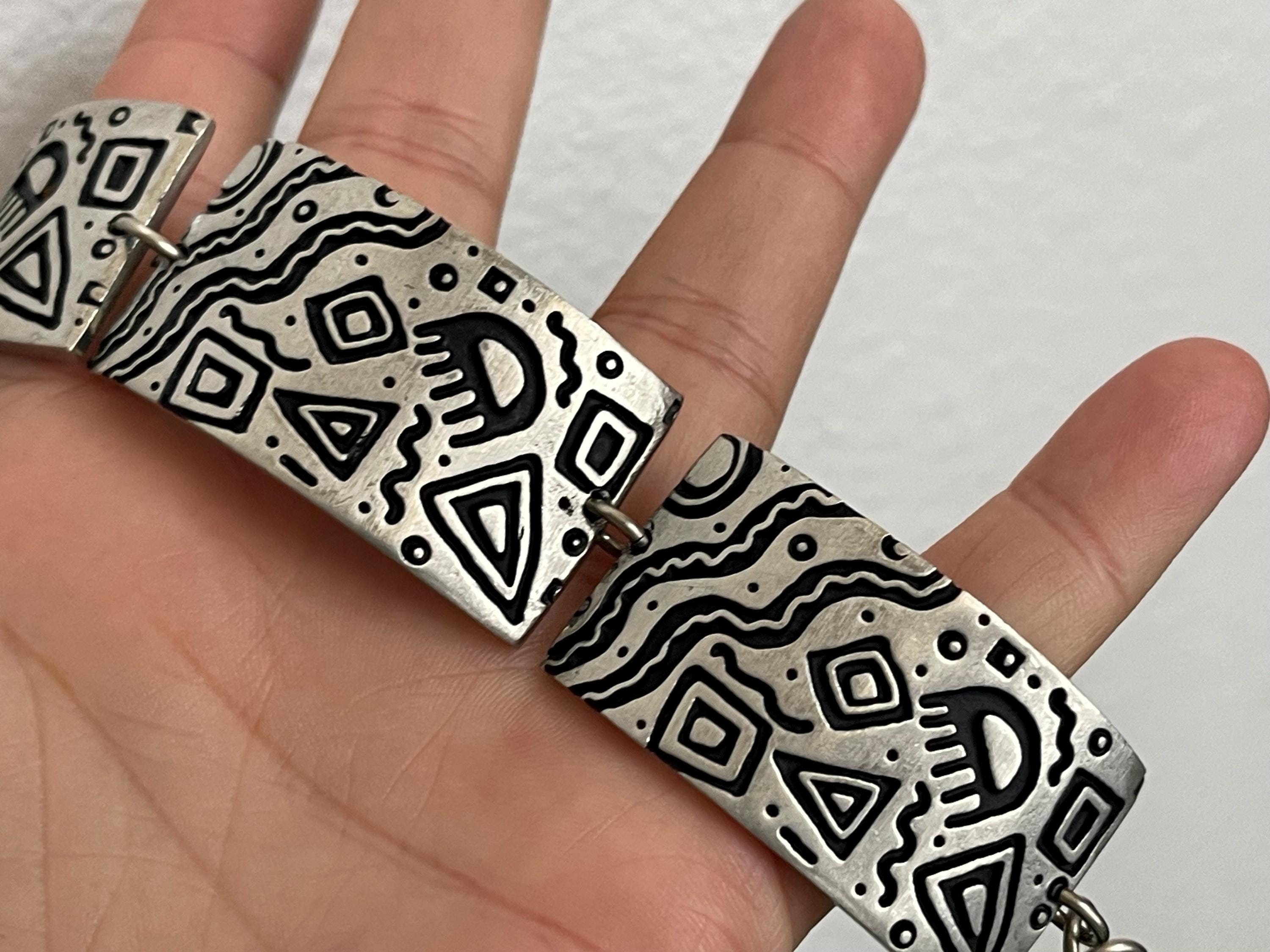 Alice Seely Abstract, Modernist Panel Link Bracelet Pewter - Etsy