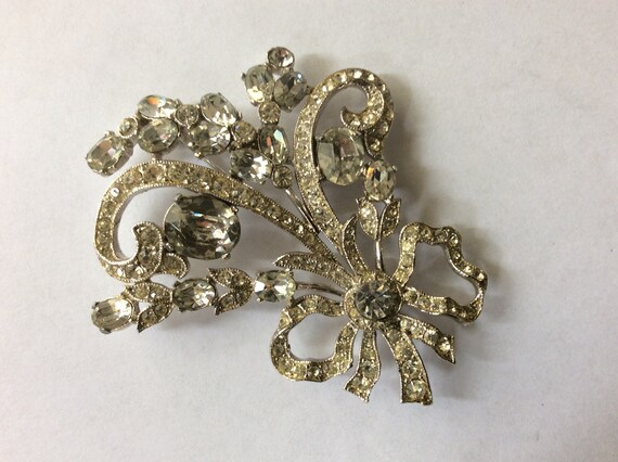 Bogoff flower clear rhinestone brooch pin - image 4