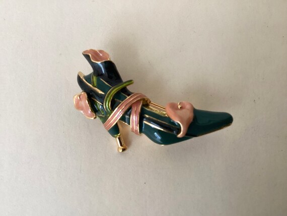 KJL Kenneth Jay Lane enamel shoe brooch - image 3