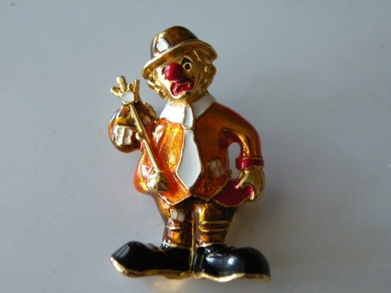 TJW by Mervyn's enamel clown brooch pin. Original… - image 2