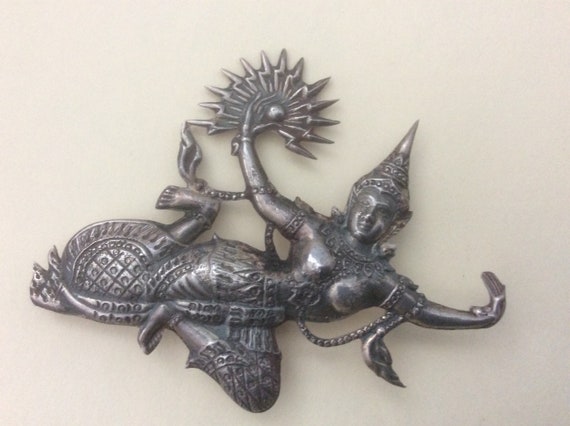 Siam Thai sterling silver Goddess of Lightning br… - image 3