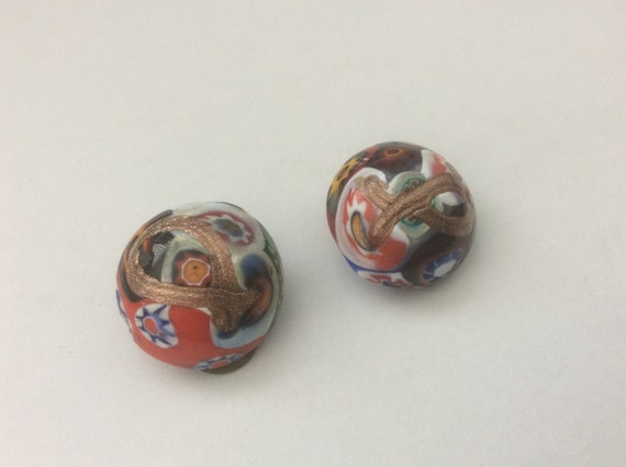 Murano Glass, Millefiori glass, art glass clip-on earrings