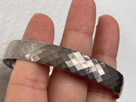 Sterling silver 925 diamond pattern bangle bracel… - image 6