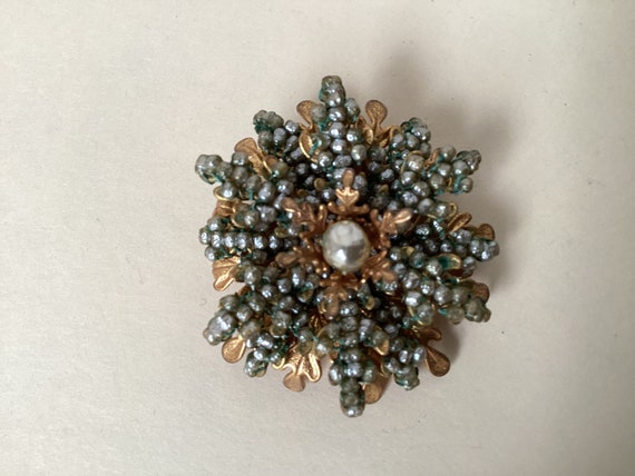 Miriam Haskell seed pearl filigree snowflake broo… - image 4