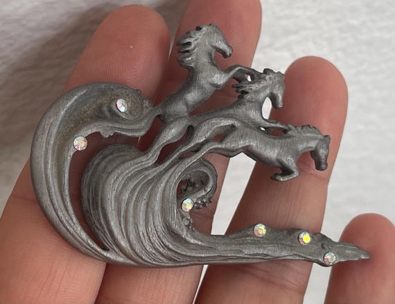 AJC pewter color metal, aurora borealis rhineston… - image 2