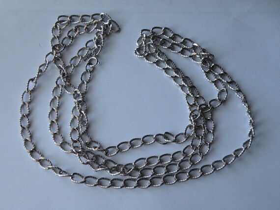 Trifari silver plated chain 60" - image 4