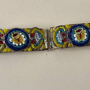 Micro mosaic Micromosaic floral bracelet. Yellow blue color