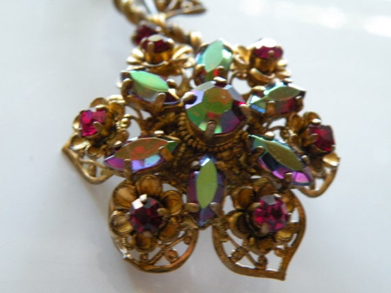 WESTERN GERMANY flower brooch, pin. Metal filigre… - image 3