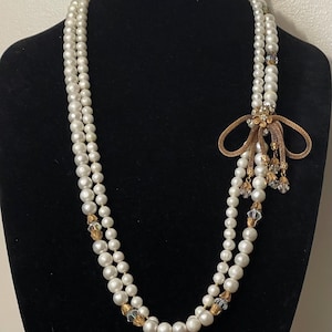MIRIAM HASKELLパールとクリスタルのネックレス Vintage Miriam Haskell Pearl Choker Necklace | 1960s Floral