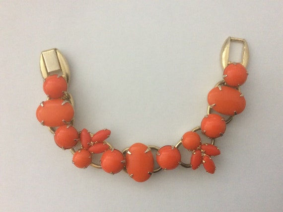 D&E JULIANA  orange glass cabochons five link bra… - image 3
