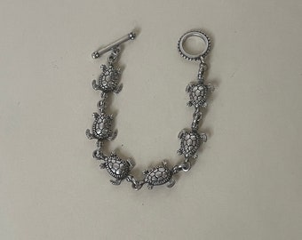 メキシコ メキシカンタートルリンク 925スターリングシルバーブレスレット 手首周り6インチ以下