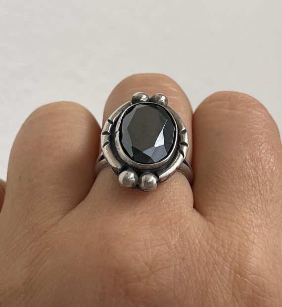 Native American 950 silver hematite ring. Sun mar… - image 2