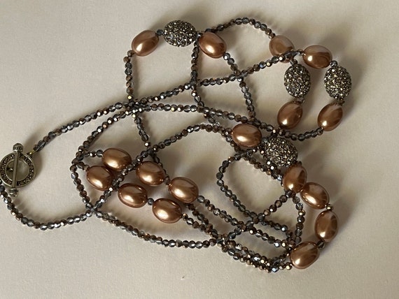 HEIDI DAUS faux pearls  metallic gold, topaz bead… - image 1