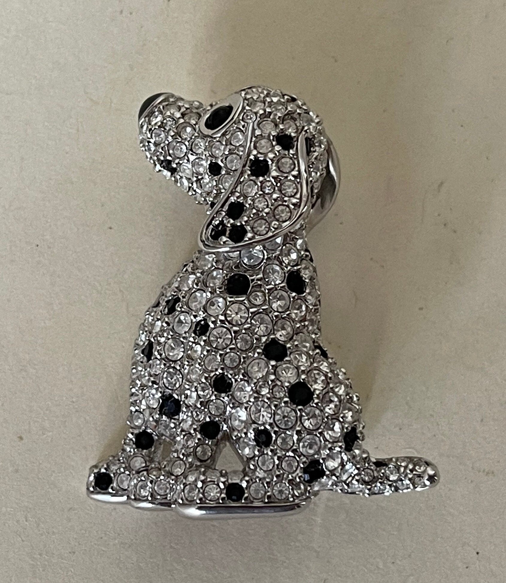 Swarovski Swan Mark Puppy Dalmatian Dog Clear, Black Crystals