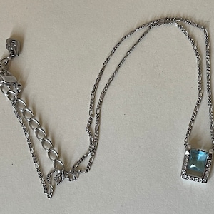 Swarovski swan mark clear blue  rhinestone pendant necklace
