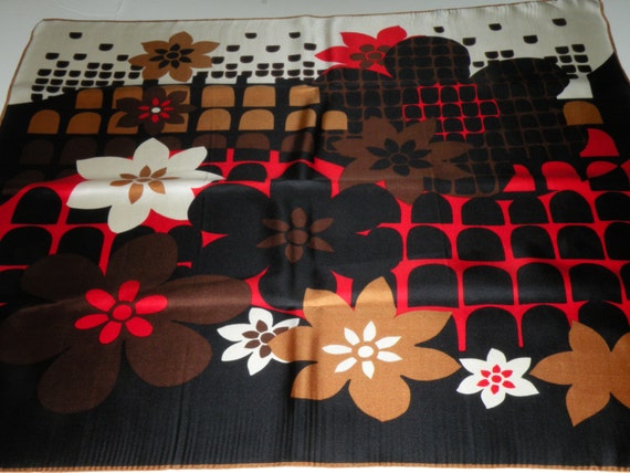 Vintage French flower floral silk scarf. Made in … - image 1