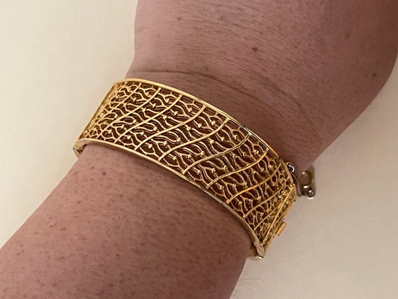 Corocraft gold plated filigree, open work bangle,… - image 2