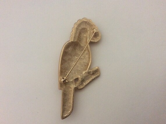 AK Anne Klein Unmarked Enamel Parrot Bird Matte Gold, Satin Gold