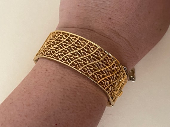 Corocraft gold plated filigree, open work bangle,… - image 1