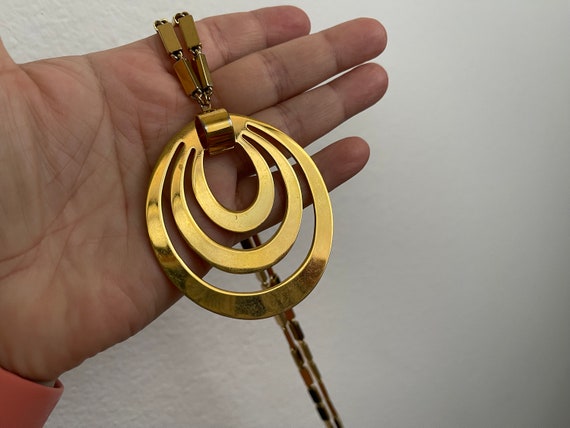 Monet gold plated modernist, geometric, medallion… - image 3