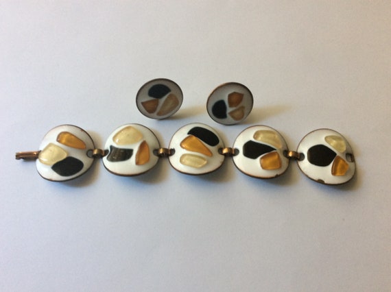 Kay Denning copper enamel earrings, bracelet. Set - image 4