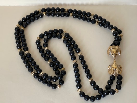 KJL for Avon Kenneth Jay Lane Ram Sheep Head Onyx Black
