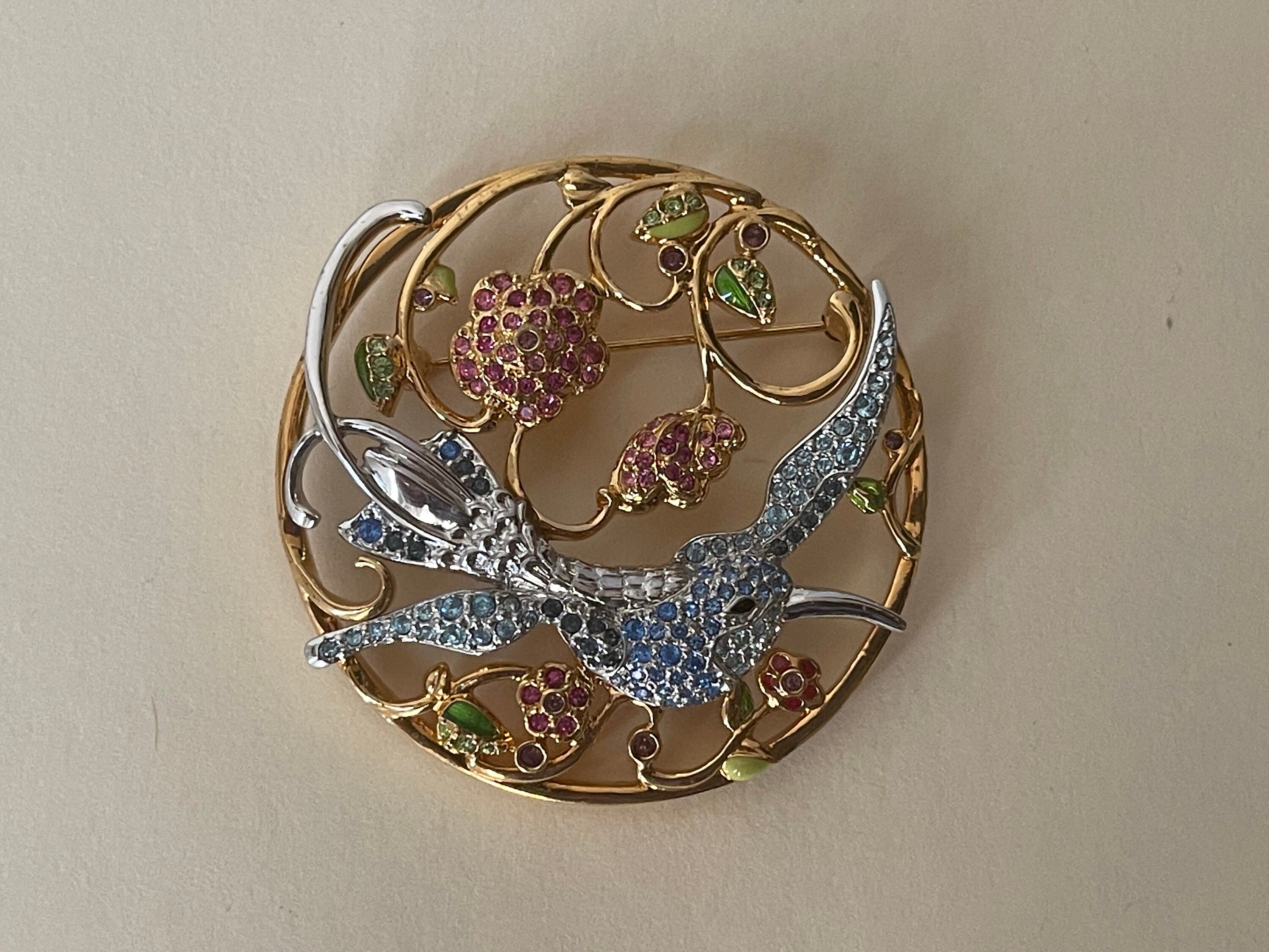 Swarovski bird pin - Etsy 日本