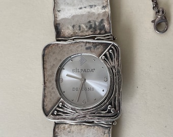 Silpada T1472 quartz watch, Sterling Silver 925 link.  Running