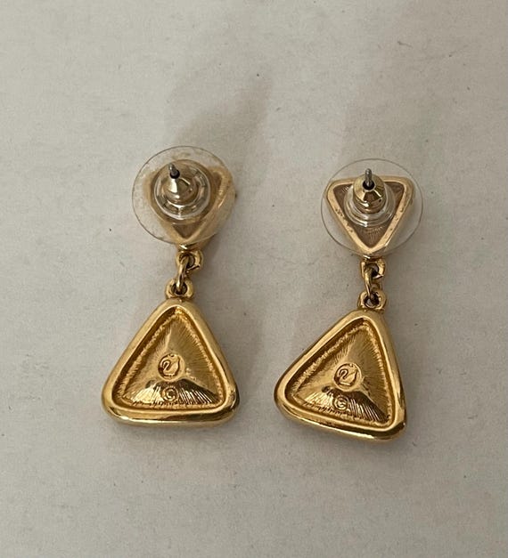 Swarovski stud earrings, triangular shape clear c… - image 5