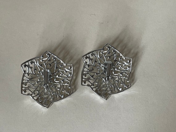 Sarah Coventry filigree silver plated clip-on ear… - image 7