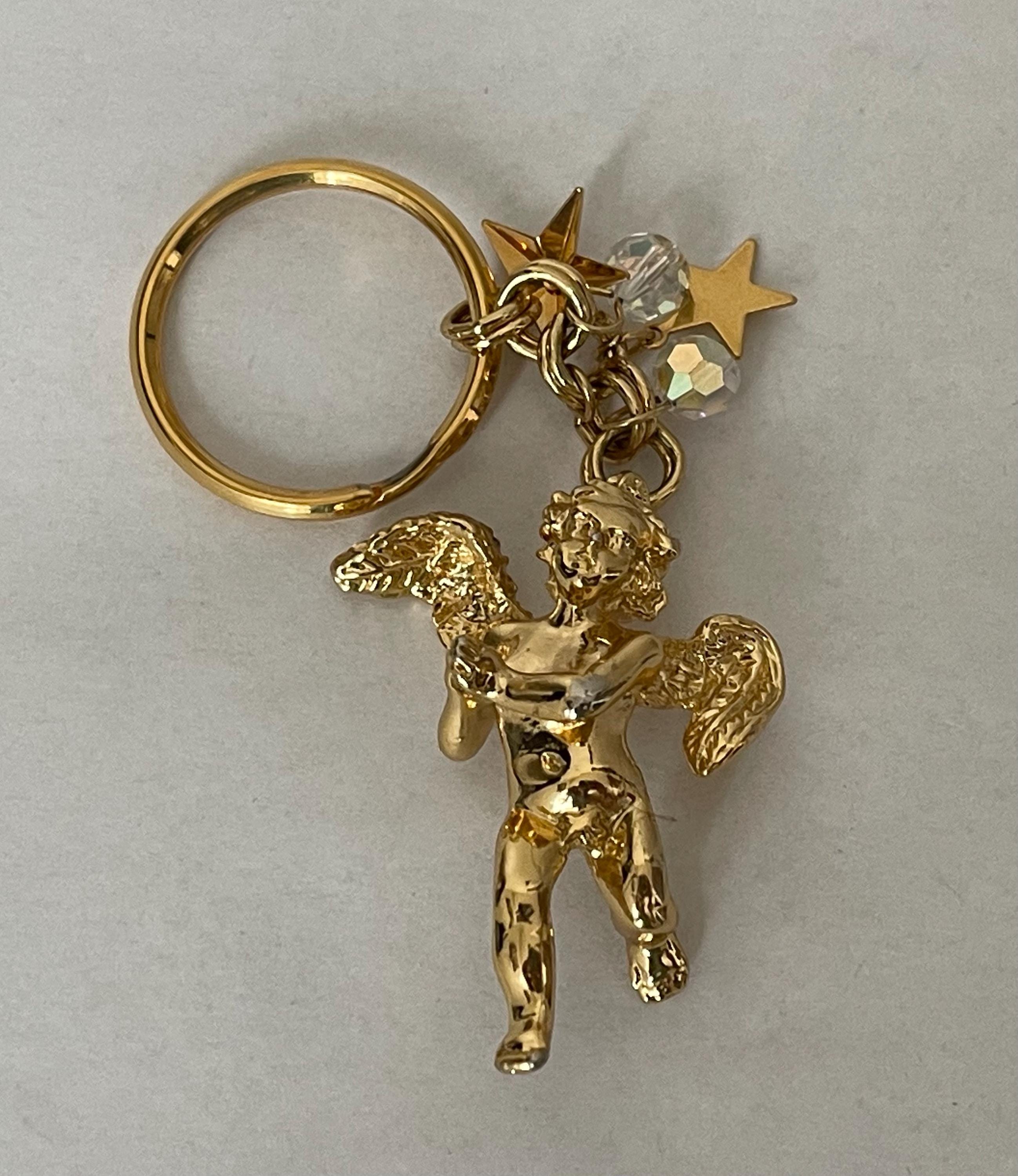 KIRKS FOLLY Gold Tone Guardian Angel Cupid Key Chain, Key Ring