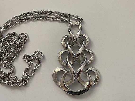 Trifari smooth and matte with texture  silver pla… - image 1