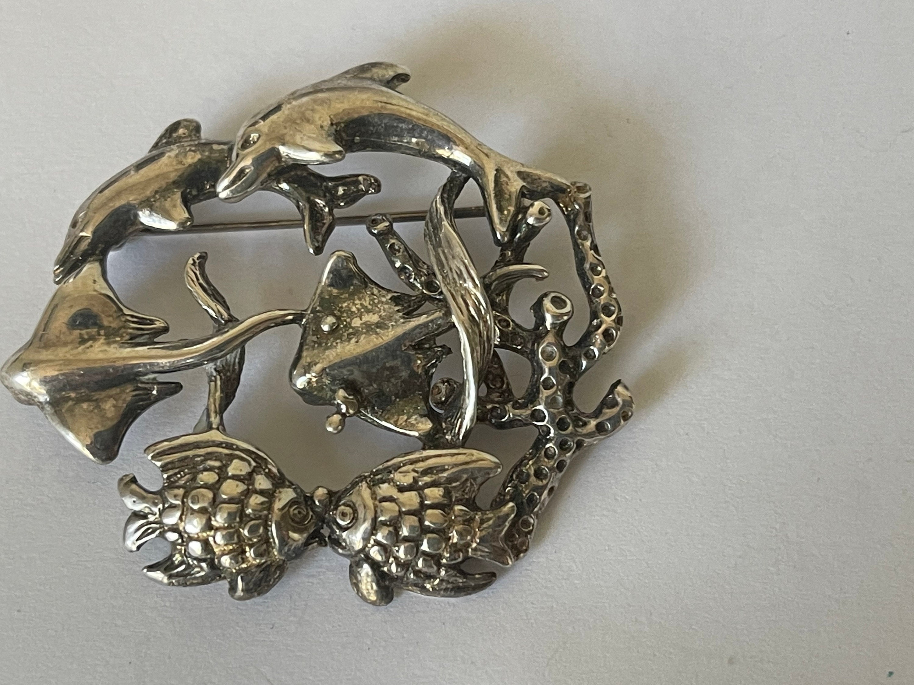 Sterling Silver 925 Molina Mexico Mexican Dolphin, Fish, Stingray