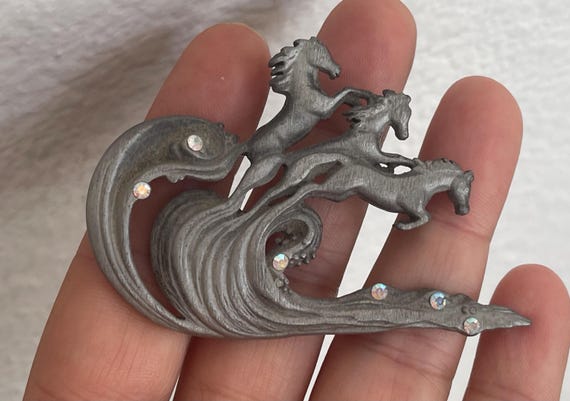 AJC pewter color metal, aurora borealis rhineston… - image 3