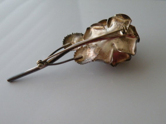 Mexican silver rose brooch, pin. Taxco .980 silver - image 5