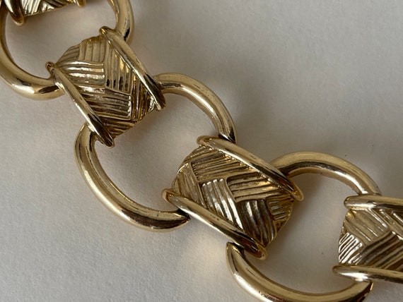 Trifari gold plated modernist, wide, chunky link … - image 3