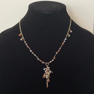 14K gold filled chain, swarovski topaz aurora borealis beads necklace. Handmade 14/20