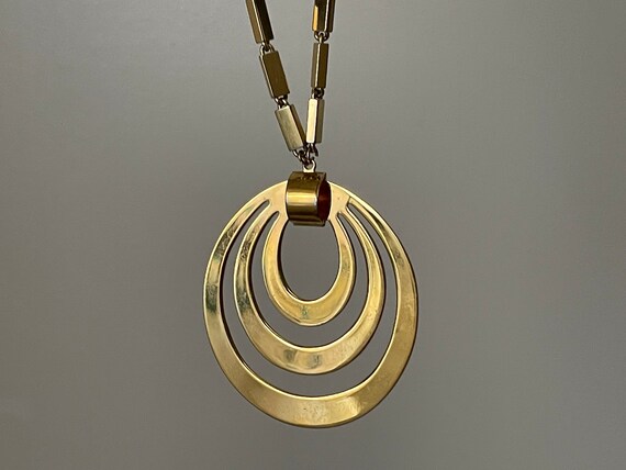 Monet gold plated modernist, geometric, medallion… - image 1