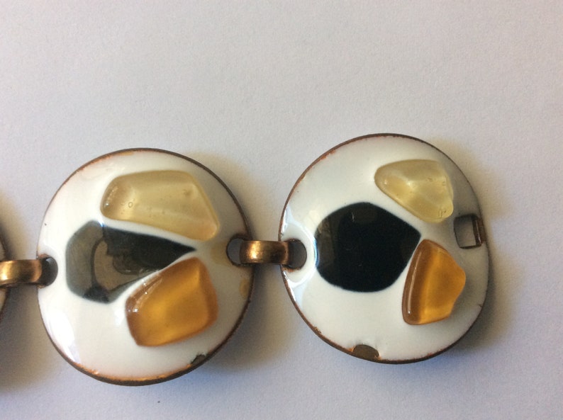 Kay Denning copper enamel earrings, bracelet. Set image 7