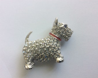Lot De 6 Broches Vintage Chien - Scottie, Airedale - Émail & Strass - Occasion