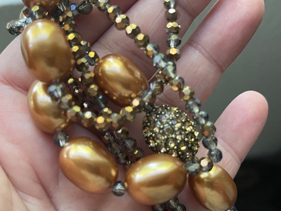 HEIDI DAUS faux pearls  metallic gold, topaz bead… - image 5