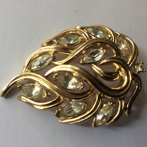 Spilla A Forma Di Foglia Di Trifoglio Con Strass – Placcata Oro, Portafortuna Per Donna - 2