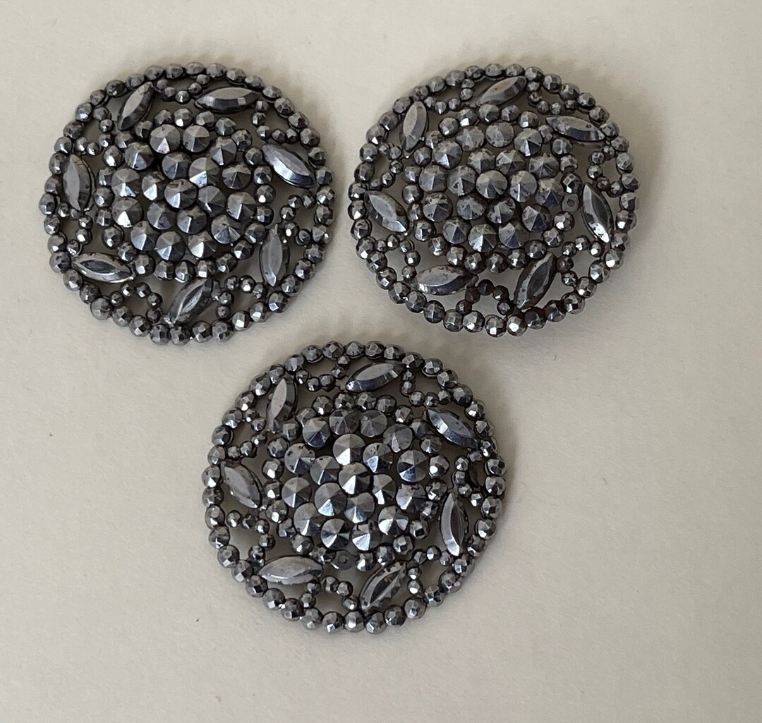 Antique Set of Three Steel Cut Button Findings - Etsy