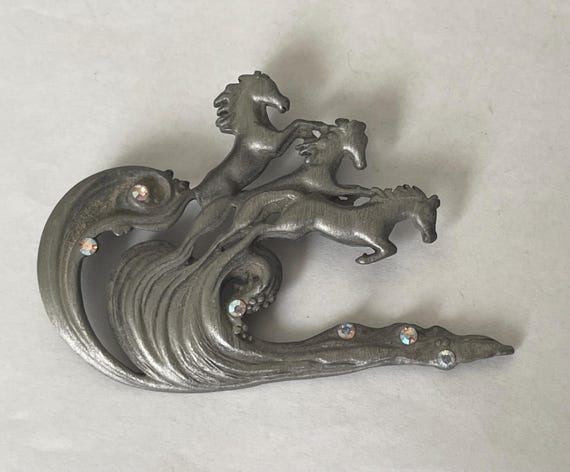 AJC pewter color metal, aurora borealis rhineston… - image 1