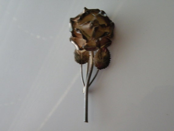 Mexican silver rose brooch, pin. Taxco .980 silver - image 3