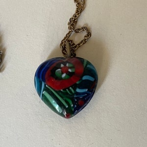 Antiker oder Vintage Millefiori Glas Herz Anhänger #2
